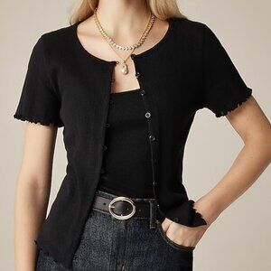 J. Crew Pointelle short-sleeve knit cardigan Size XL